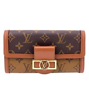 Louis Vuitton Sala Dauphine Portefeuille Wallet Monogram Reverse Long Brown